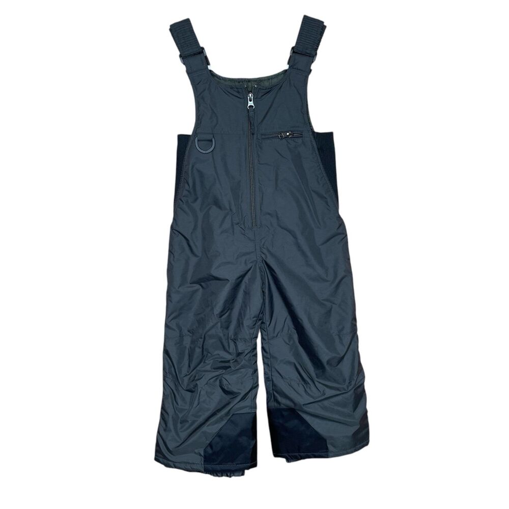 Rawik Snow Bib Overalls Pants Elastic Ankle Cuff Zip Front Dark Gray Black 3T